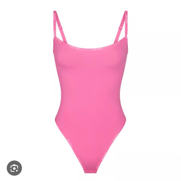 SKIMS Tops - SKIMS Cotton Logo Bodysuit - Sugar Pink